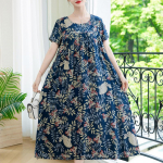Vabaaja suve laiad kleidid naistele Vintage riided L&uuml;hikeste varrukatega Suurused Elegantne pikk kleit XL