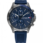 Tommy Hilfiger Bank Blue Silikoon/Kummist Rihm Meeste Kvartsikell 1791721 sinine