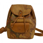 PRIMA CLASSE Mini Backpack Map pattern leather Backpack &Acirc;&middot; Daypack Brown leather Used