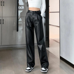 PU Nahast P&uuml;ksid Naised K&otilde;rge V&ouml;&ouml;kohaga Sirged P&uuml;ksid Kevadriided &Uuml;hev&auml;rvilised Taskuga Streetwear &Scaron;ikk Must Kunstnahast P&uuml;ksid XS must