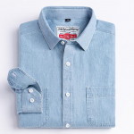 Denim s&auml;rgid Meeste pikkade varrukatega vaba aja regulaarne sobivus rinnatasku vedruga M