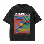 Vintagepestud Pop Rock B&auml;ndi Tame Impala Currents Graafilise Prindiga T-s&auml;rgid Meestele Naistele Vabaaja Puuvillane &Uuml;legabariidiline L&uuml;hikeste Varrukatega T-s&auml;rk M