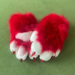 Pl&uuml;&uuml;sist Fursuit K&auml;pad Cosplay Kigurumi Loomakost&uuml;&uuml;mi Kindad Kass K&uuml;&uuml;lik Nuku Tarvikud (Red,One Size) punane