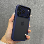 Luksuslik matt pooll&auml;bipaistev telefoni&uuml;mbris iPhone 17 Pro Max 17 Air jaoks, kaamera juhtnupu nupp, p&otilde;rutuskindel kaitserauaga tagakaas iPhone17 tumesinine v&auml;rv