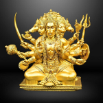 Panchmukhi Hanuman Kuju - 6 tolli Pol&uuml;stone'ist Skulptuur - Messingist, Vasest, Oranži ja Antiikse H&otilde;beda Viimistlusega - Vastu Dekoratiivne Hanuman Murti