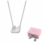 Swarovski kunstkristall, Swarovski element, Roodiumiga kaetud kaelakeed naistele, valge F (One Size Fits All)-Pink bow gift box valge