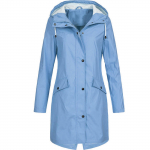 Naiste Solid Rain Outdoor Plus Size kapuutsiga vihmamantel Tuulekindel pikk jakk S sinine