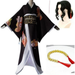 Deemonite tapja: Kimetsu no Yaiba - Muzan Kibutsuji Cosplay Kost&uuml;&uuml;m (Naine) - T&auml;ielik komplekt (Kost&uuml;&uuml;m + Peakate + Parukas) 0076 S