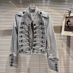 DRIPX S&uuml;gis Uus Mood Metallpandla Disain &Otilde;larihm Denim L&uuml;hike Jakk Naistele High Street Mantel Naissoost S helesinine v&auml;rv