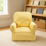 Laste diivanitool Eemaldatava kattega Laste tugitool &Uuml;marate k&auml;etugedega Nooruslik Kollane ruuduline Yellow Plaid