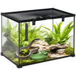 Klaasist roomajate terrarium Putukakasvatuspaak Vivarium Elupaigad termomeetriga Sisalike, Sarviliste konnade, Madude, &Auml;mblike jaoks - Suur 50 x 30 x 35cm 50 x 30 x 35 cm must