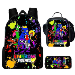 Rainbow Friends Laste koolikoti komplekt koos l&otilde;unakoti ja pinaliga - Oxfordi kangast ergonoomilise disainiga algklasside &otilde;pilastele 3-Piece Set blue