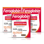 Feroglobin B12 kapslid hemoglobiini ja punaste vereliblede moodustamiseks | Raud, foolhape, B12, B6 ja tsink | 3 tk komplekt (30 kapslit iga&uuml;ks)