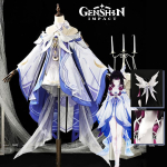 Genshin Impact Columbina Cosplay Kost&uuml;&uuml;m Parukas Kuutar Kuu Neiu Kleit Peakate Fatui Nod-Krai Halloween Naistele T&uuml;drukutele T&auml;ielik Komplekt S sinine