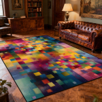 V&auml;rviline abstraktse kunsti vaip elutuppa Retrokaunistus Diivan Kohvilauad Pehmed suured vaibad Magamistuba Lapsed Tatami matt 150cm x 220cm