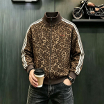 Unisex Retro Kollane Leopardimustriga &Uuml;le suuruses T&otilde;mblukuga Jakk Vabaaja Seisukrae L&uuml;hike Bomber-stiilis L black