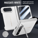 IPhone Duo 5G jaoks &Uuml;mbris Matt Nahk Magnetiline Traadita Laadimine Hinge Objektiivihoidik Karastatud Klaasiga P&otilde;rutuskindel KaitseKate iPhone Duo valge