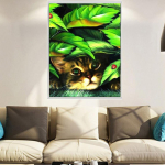 DIY 5D teemantmaaling kassid roheliste lehtede all T&auml;isruudukujuline teemanttikandid Teemant kodukaunistus 20*25 cm