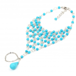 Les Tr&eacute;sors De Lily [J6172] - Bracelet bague 'Mineralia' turquoise t&uuml;rkiissinine