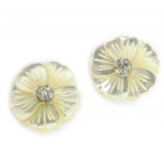 Les Tr&eacute;sors De Lily [N3002] - Boucles argent 'Rosa Romantica' nacre blanche h&otilde;be