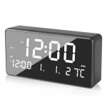 Digitaalne LED peegelkell &auml;ratuskell kalender ja edasil&uuml;kkamise funktsioon &deg; C / &deg; F siseruumide termomeetri reguleerimine valge