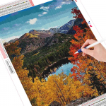 Diamond Paintnig Tikand Full Square Drill Tikand Scenery River Mountain Cross Stitch 20X30CM