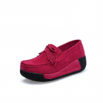 Suvised naiste vabaajajalatsid Seemisnahast Slip-On Flats Platform Loafers 41 roosa punane v&auml;rv