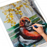 T&auml;isruudukujuline teemanttikandid kass 5D DIY Teemantmaaling Koer Loom Ristpistes Talvine Kodukaunistus Full Round 20X30CM