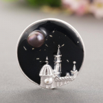 Blucome Castle t&auml;histaeva pross Retro must kivist suur pross korsaaž naiste meeste aastap&auml;ev must