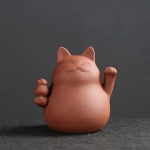 Purple Clay Lucky Cute Cat Tee Lemmikloomade Kodu Teemaja kaunistamine K&auml;sit&ouml;&ouml; Keraamilised Loomade kaunistused Teekomplekt A