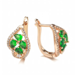 Kinel Lucky Clover Green Zircon Drop k&otilde;rvar&otilde;ngad Rose Gold Stud Stud k&otilde;rvar&otilde;ngas naistele roosa kuldne v&auml;rv