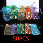 Organza kinkekotid 50 tk, segav&auml;rvid, kommikotid, pidu, pulmad, suveniirid, pakkimiskott, pulmakaunistus 50 pcs