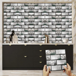 10 tk Halli kivi tellismustriga muruplaadi kleebis K&ouml;&ouml;k Backsplash &Otilde;likindel vannituba Veekindlad seinakleebised Koori ja kleebi tapeet 10cmX10cmX10pcs