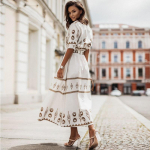 HI-FASHION Retros&auml;rkkleit Naiste vabaaja poolvarrukatega avar maksikleit Elegantne n&ouml;&ouml;pidega v&ouml;&ouml;ga k&otilde;rge v&ouml;&ouml;koht Long Beach peokleit M