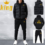 Meeste vabaaja komplektid, vest + kapuutsid + p&uuml;ksid, 3-osaline spordidress, meeste spordir&otilde;ivaste komplekt S must