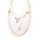 Les Tr&eacute;sors De Lily [R5216] - Disainer pikk kaelakee 'Sissi' ecru - 60 cm + reguleeritav satiinpael beež