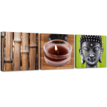 Kolmest pildist koosnev komplekt l&otilde;uendiprindiga Buddha Bamboo 90x30 pruun