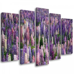 Viieosalise pildiga l&otilde;uendiprint Flowers Meadow Purple 100x70 lilla