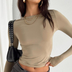 Suvised O-kaelusega T-s&auml;rgid Mood Naiste Kevad alumine &uuml;laosa Basic Tee Streetwear S&auml;rk L&uuml;hikeste varrukatega T-s&auml;rk Slim Top Clothing 24855 S orion i v&auml;rv