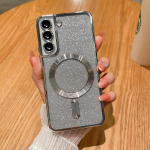 Plating Bling Glitter Magsafe'i l&auml;bipaistva &uuml;mbrise jaoks Samsung S23 S22 Ultra S21 FE S20 Plus magnetilise juhtmevaba laadimiskaitseraua pehme kate jaoks S20 FE h&otilde;be