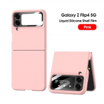 Samsung Galaxy Z Flip 4 Case Luksusliku Nahas&otilde;braliku Tavalise Vedelas Silikoonist Peegelkilega Kokkupandav p&otilde;rutuskindel kaitse tagakaas For Samsung Z Flip 4 roosa