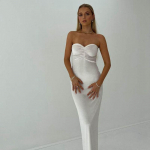 Naiste suveklubi peokleit, varrukateta elegantne &otilde;lgadeta maksikleit S valge