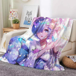 Anime Armas T&uuml;druk Re:Zero Rem Ram 3D Prindiga Flanelltekk Diivanile, Voodile, Koduseks Kasutamiseks, Voodikate, Tepp, Reisimiseks, Anime Tekk, Dropshipping 150x180cm gray