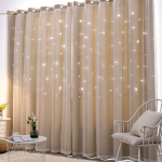 Star Cutout aknakardinad Pimendavad kardinad lastele T&uuml;drukutele Magamistuba Elutuba Kahekihilised Star Window Pimendavad kardinad Kodukaunistused W100xH200cm beež