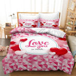 3D Modern Romantic Love Series voodipesukomplekt &auml;sja abiellunud toa tekk ja padjap&uuml;&uuml;r AU240 * 270 Super Size paarituba Pehme kodukaunistus AU Queen 210x210cm
