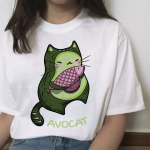 Avokaado T-s&auml;rk Vegan Ulzzang naiste l&uuml;hikeste varrukatega topid Korea stiilis Ulzzang Kawaii 90S naiste T-s&auml;rk Sublimatsiooniga T-s&auml;rk S valge
