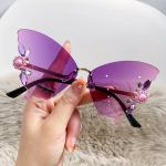 Rhinestone Butterfly P&auml;ikeseprillid Y2K Gradient V&auml;rv Trendikas Prillid Naiste Peoballi Aksessuaarid Prillid lilla