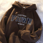 Naiste vabaaja dressipluus, kapuutsiga, paksendatud top Moodne pikkade varrukatega mustriga soe pullover M hall