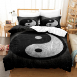 3D Hiina stiilis voodipesukomplekt Yin Yang kahetasandiline tekikott 2/3 t&uuml;kki EU135 * 200 &uuml;he- v&otilde;i kaheinimesevoodi Tai Chi tr&uuml;kitud pehme kodutekstiil UK Single 135x200cm