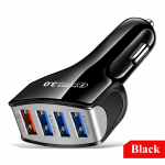 Originaal 4 pordiga USB autolaadija adapter Qc 3.0 kiirlaadimine Ipad Iphone 12 13 Pro Max 11 8 Plus Xs mobiiltelefoni tarvikud must